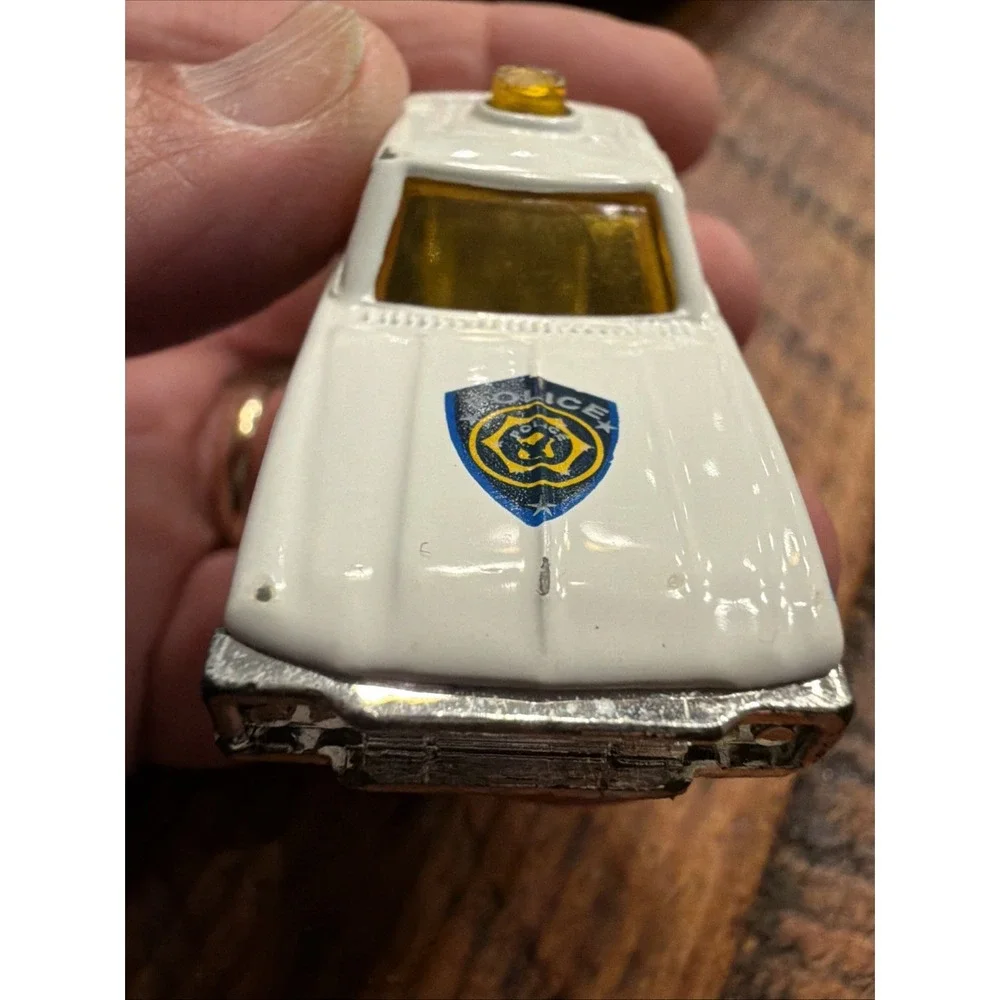 1970s AMC Matador Police Car Diecast Scale Model Yellow Windows Vtg White
